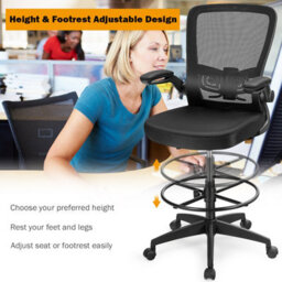Costway High Back Mesh Drafting Chair Tall Office Chair Rolling Ergonomic Desk Chair - thumbnail 7