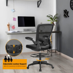 Costway High Back Mesh Drafting Chair Tall Office Chair Rolling Ergonomic Desk Chair - thumbnail 6