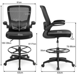 Costway High Back Mesh Drafting Chair Tall Office Chair Rolling Ergonomic Desk Chair - thumbnail 2