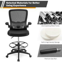 Costway High Back Mesh Drafting Chair Tall Office Chair Rolling Ergonomic Desk Chair - thumbnail 8