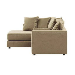 Furnishings For Less UK Brooklyn Plush Velvet 3 To 4 Seater L Shaped Corner Sofa Foam Beige Left Hand Facing - thumbnail 3