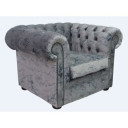 Chesterfield Low Back Club Armchair Marble Real Velvet Fabric In Classic Style - thumbnail 3