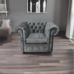 Chesterfield Low Back Club Armchair Marble Real Velvet Fabric In Classic Style - thumbnail 2