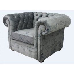 Chesterfield Low Back Club Armchair Marble Real Velvet Fabric In Classic Style - thumbnail 5