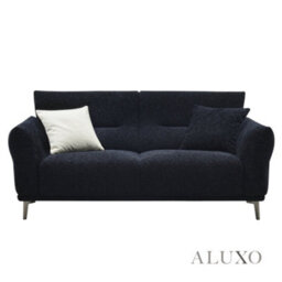 Aluxo Albany Modern 3 Seater Sofa Black Lux Fabric Boucle Soft Couch Gold Trim - thumbnail 5