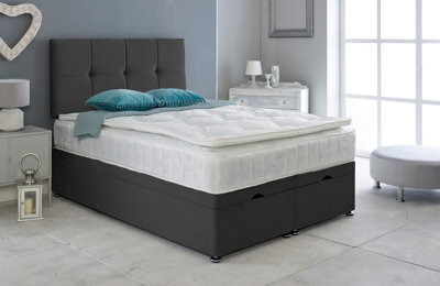 Adore Designs Deluxe Plush Velvet Ottoman Storage Bed, With Pillow Top Mattress - 6Ft Super King - Black - image 1