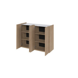 Arte Elegant Easy 2 Sideboard Cabinet H950mm W1260mm D400mm, Oak Scandi & White, Four Doors, Four Shelves, Led Lighting - thumbnail 4