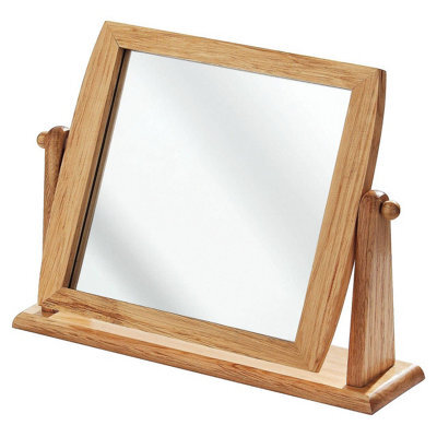 Orsina Wooden Frame Swivel Mirror, Durable 25X28Cm Pine Wood Tabletop Mirror, Natural Finish - image 1