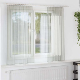 Berkfield Durable Voile Curtains With Rod Pockets 2 Pcs Light Grey - thumbnail 2
