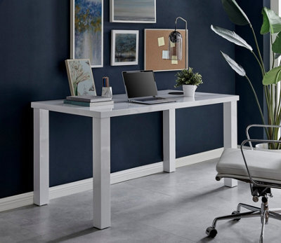 Furniturebox Uk Pivero White High Gloss Home Office Writing Desk Large