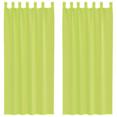 Berkfield Durable Voile Curtains With Tab Top 2 Pcs Apple Green