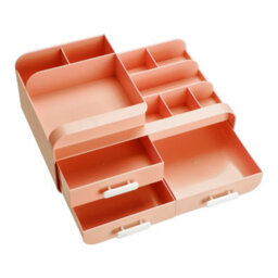 Living And Home Pink 3 Drawers Multifunctional Plastic Makeup Storage Desk Organizer For Stationery Marker Pens - thumbnail 5