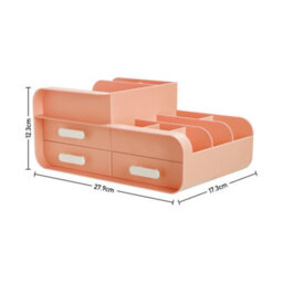 Living And Home Pink 3 Drawers Multifunctional Plastic Makeup Storage Desk Organizer For Stationery Marker Pens - thumbnail 6