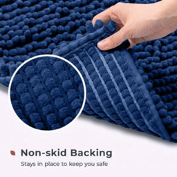 Moonlight Bedding Plush Chenille Bathroom Floor Mat Non-Slip Quick-Dry Absorbent Bathroom & Doorway Shower Rug Navy 50X80 Cm - thumbnail 2