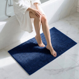 Moonlight Bedding Plush Chenille Bathroom Floor Mat Non-Slip Quick-Dry Absorbent Bathroom & Doorway Shower Rug Navy 50X80 Cm - thumbnail 1