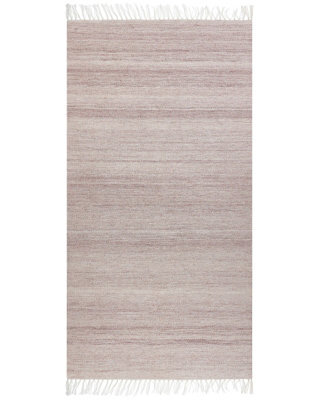 Beliani Light Red Recycled Pet Indoor/outdoor Area Rug 80 X 150 Cm With Fringe - image 1