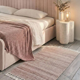 Beliani Light Red Recycled Pet Indoor/outdoor Area Rug 80 X 150 Cm With Fringe - thumbnail 2