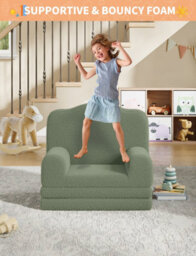 Convertible Kids Sofa Chair A Cozy And Fun Spot For Your Child Kids Play Sofa Green - thumbnail 3