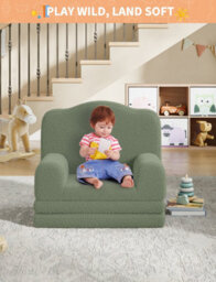 Convertible Kids Sofa Chair A Cozy And Fun Spot For Your Child Kids Play Sofa Green - thumbnail 4