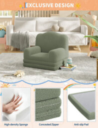 Convertible Kids Sofa Chair A Cozy And Fun Spot For Your Child Kids Play Sofa Green - thumbnail 2