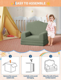 Convertible Kids Sofa Chair A Cozy And Fun Spot For Your Child Kids Play Sofa Green - thumbnail 5