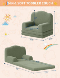 Convertible Kids Sofa Chair A Cozy And Fun Spot For Your Child Kids Play Sofa Green - thumbnail 6