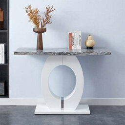 Furniture in Fashion Halo High Gloss Console Table In White And Melange Marble Effect - thumbnail 2