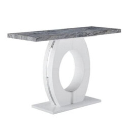 Furniture in Fashion Halo High Gloss Console Table In White And Melange Marble Effect - thumbnail 3