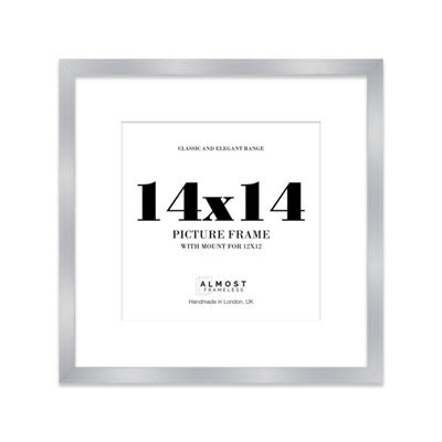 "14X14"" Silver Picture Frame - 14X14"" Square Frame With 12X12"" Mount For 14X14""/12X12"" Pictures Moderrn Style Thin Edge, 1 Pack" - image 1