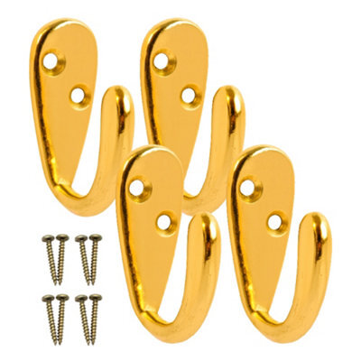 Sisi UK Electro Brass Single Robe Hat And Coat Hooks Pack Of 4 Wall Mounted Metal Towel Dress And Bag Hangers For Bathroom Bedroom - image 1