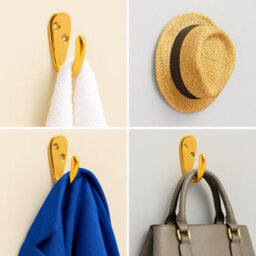 Sisi UK Electro Brass Single Robe Hat And Coat Hooks Pack Of 4 Wall Mounted Metal Towel Dress And Bag Hangers For Bathroom Bedroom - thumbnail 4
