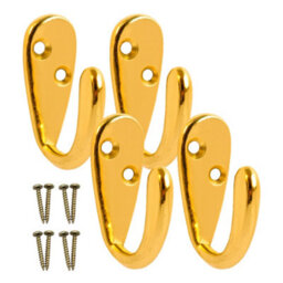 Sisi UK Electro Brass Single Robe Hat And Coat Hooks Pack Of 4 Wall Mounted Metal Towel Dress And Bag Hangers For Bathroom Bedroom - thumbnail 1