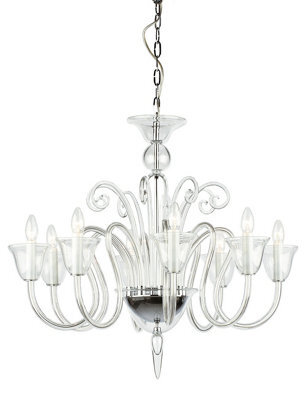 Luminosa Lighting Luminosa Saskia Curved Clear Glass 8 Arm Chandelier