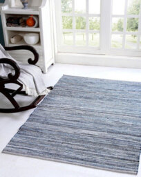 Second Nature Online Denim Blue Rug Washable Cotton Flat Weave / 90 Cm X 150 Cm - thumbnail 2
