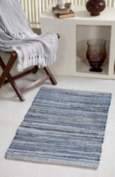 Second Nature Online Denim Blue Rug Washable Cotton Flat Weave / 90 Cm X 150 Cm - thumbnail 5