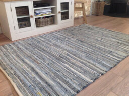 Second Nature Online Denim Blue Rug Washable Cotton Flat Weave / 90 Cm X 150 Cm - thumbnail 4