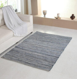 Second Nature Online Denim Blue Rug Washable Cotton Flat Weave / 90 Cm X 150 Cm - thumbnail 6