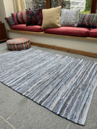 Second Nature Online Denim Blue Rug Washable Cotton Flat Weave / 90 Cm X 150 Cm - thumbnail 9
