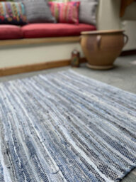 Second Nature Online Denim Blue Rug Washable Cotton Flat Weave / 90 Cm X 150 Cm - thumbnail 8