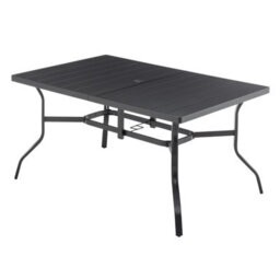 Birchtree 144X94Cm Garden Table Metal Patio Dining Table Slatted Tabletop Black - thumbnail 7