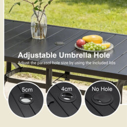 Birchtree 144X94Cm Garden Table Metal Patio Dining Table Slatted Tabletop Black - thumbnail 3