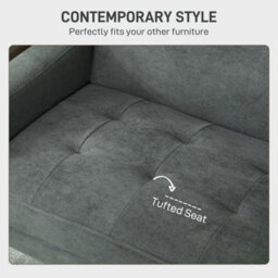 Homcom 2 Seater Sofa, Velvet-Feel Upholstered Loveseat For Small Space, Grey - thumbnail 5