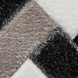 Olympia 2239 Black White Geometric 40mm Thick Shaggy Modern Easy To Clean Rug For Bedroom Living Room By Think Rugs-160Cm X 220Cm - thumbnail 3