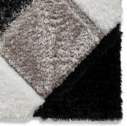 Olympia 2239 Black White Geometric 40mm Thick Shaggy Modern Easy To Clean Rug For Bedroom Living Room By Think Rugs-160Cm X 220Cm - thumbnail 5