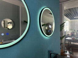 Lumora 600mm Round Matt Black Led Bathroom Mirror - Bluetooth, Front-Lit Tri-Light And Anti-Fog - thumbnail 2