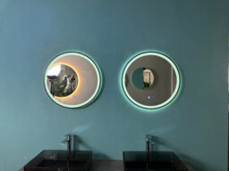 Lumora 600mm Round Matt Black Led Bathroom Mirror - Bluetooth, Front-Lit Tri-Light And Anti-Fog - thumbnail 3
