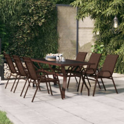 Berkfield Garden Table Brown And Black 180X80X70 Cm Steel And Glass - thumbnail 1