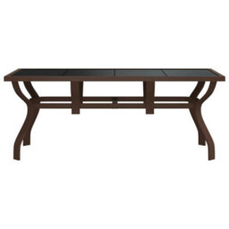 Berkfield Garden Table Brown And Black 180X80X70 Cm Steel And Glass - thumbnail 3
