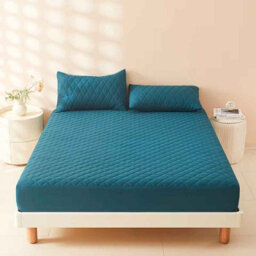 3D Air Fabric Waterproof Mattress Cover 200X220X30Cm Dark Green Fitted Sheet - thumbnail 1