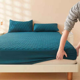 3D Air Fabric Waterproof Mattress Cover 200X220X30Cm Dark Green Fitted Sheet - thumbnail 2